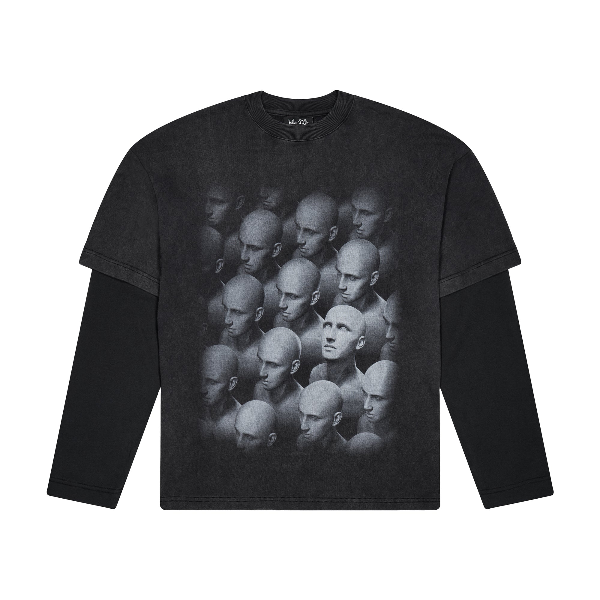 What a Life™ Face Long Sleeve T-Shirt - Black
