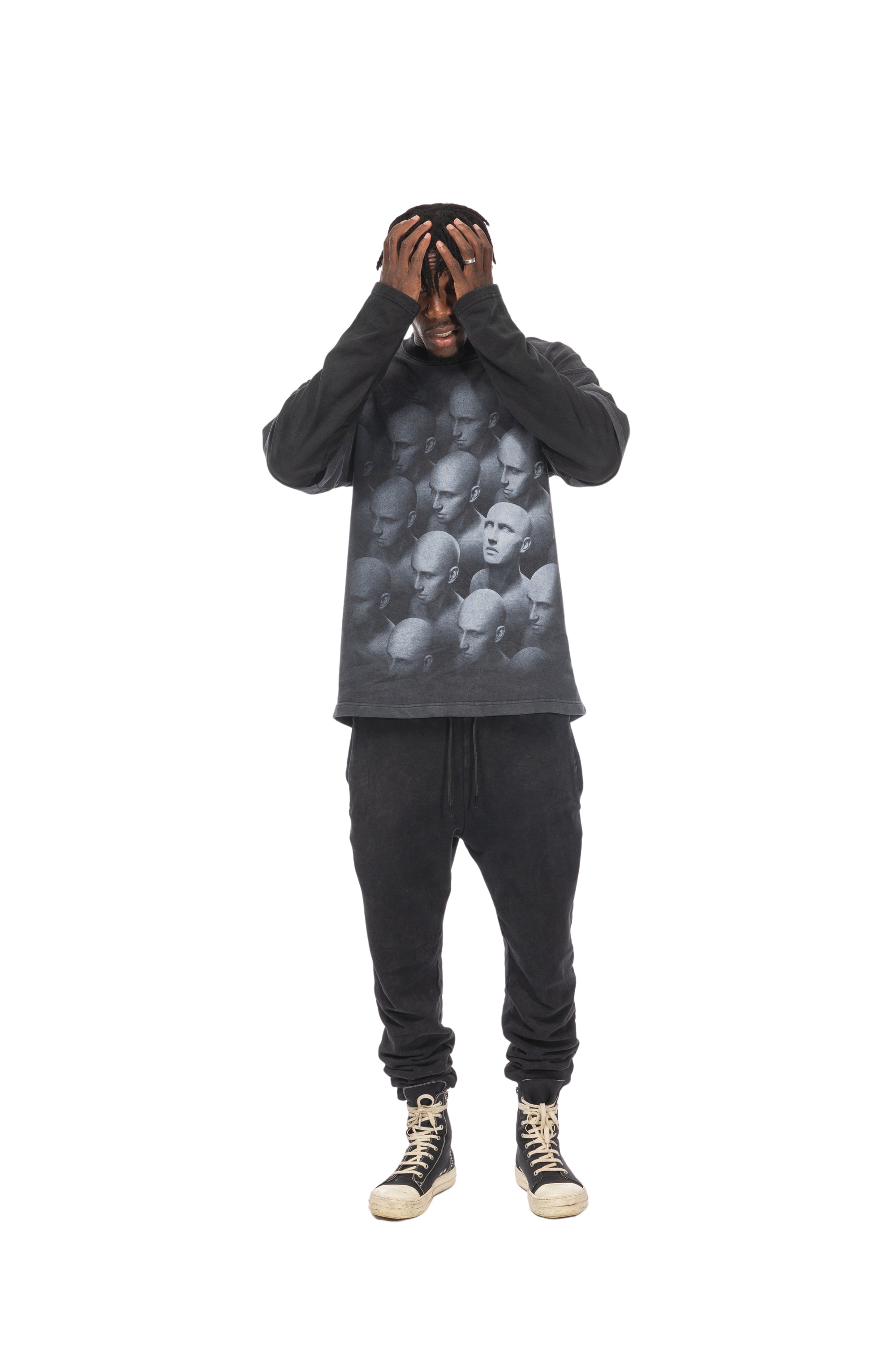 What a Life™ Face Long Sleeve T-Shirt - Black