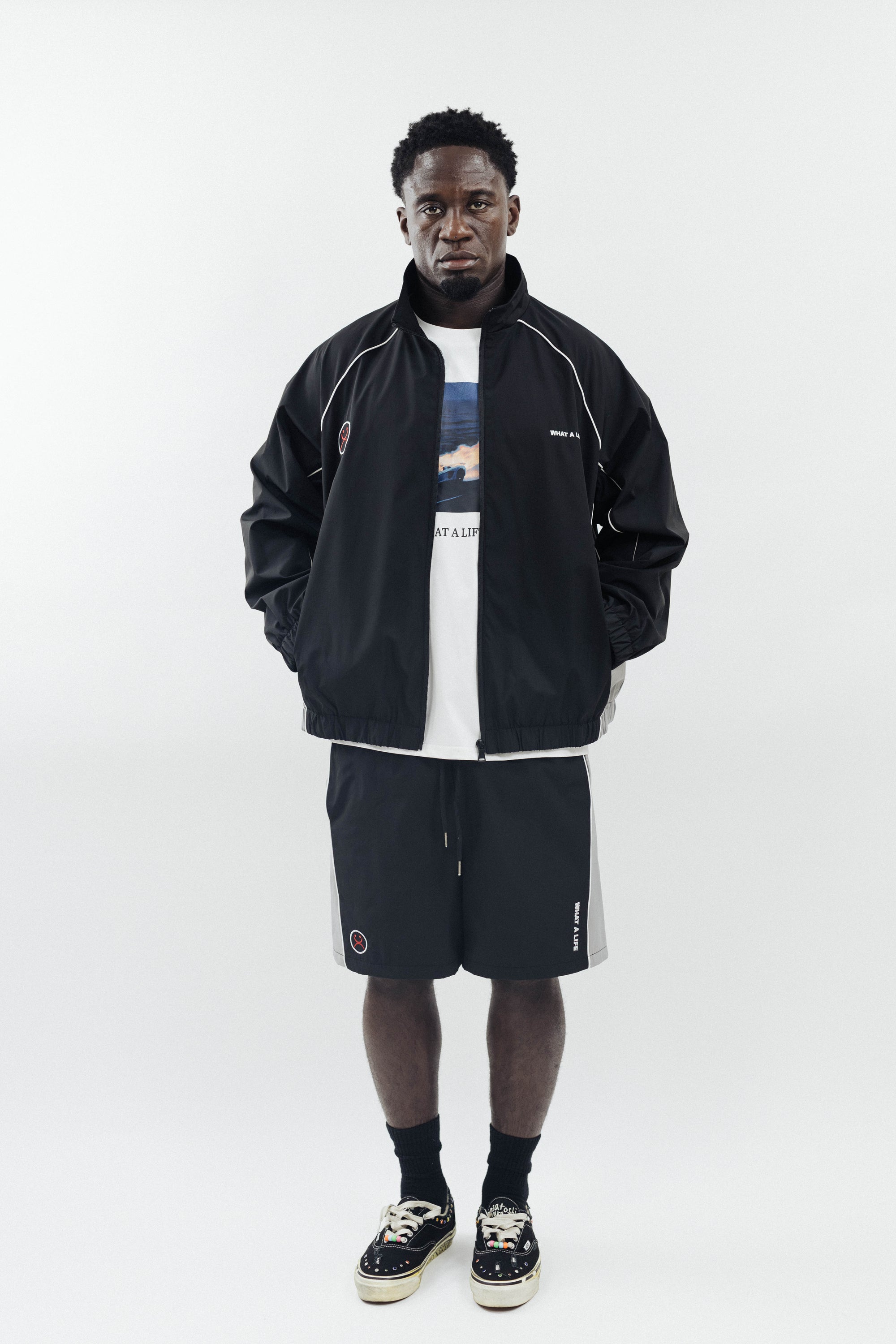 Panelled Nylon Track Shorts Set